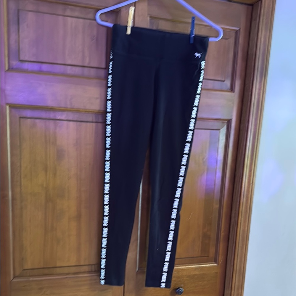 Black Leggings with White Side Stripes